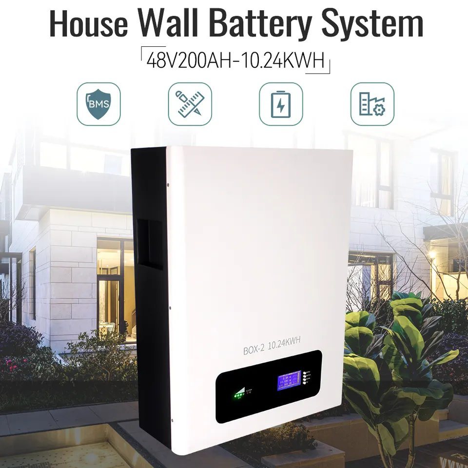 Home Solar Energy Storage Lithium Iron Battery 10kw 48V 51.2V 200ah Wall Mounted for Solar System Long Life 10 Years Warranty