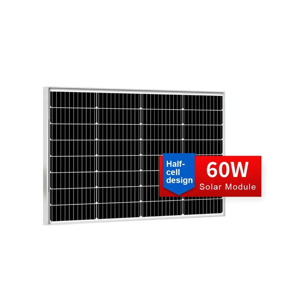 Solar Charging System 60W Single Crystal Silicon Charging Panel, Photovoltaic Module, Solar Panel