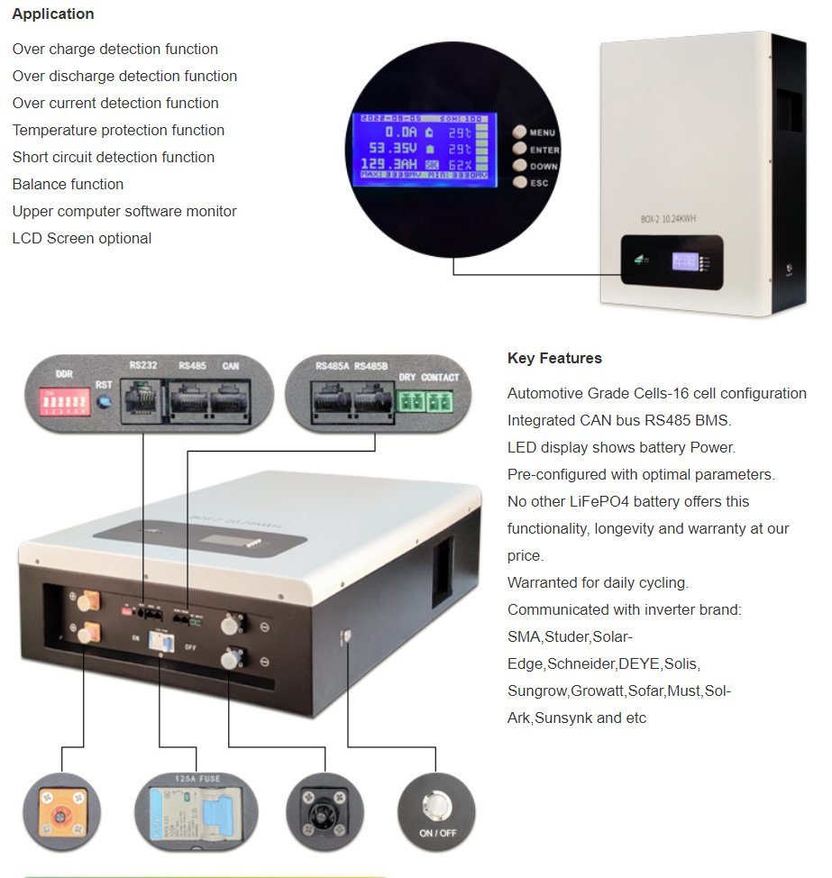 48V 50ah 100ah 200ah 300ah 400ah Ess 10kw 太阳能储能系统锂离子电池 48V LiFePO4 壁挂式电池组