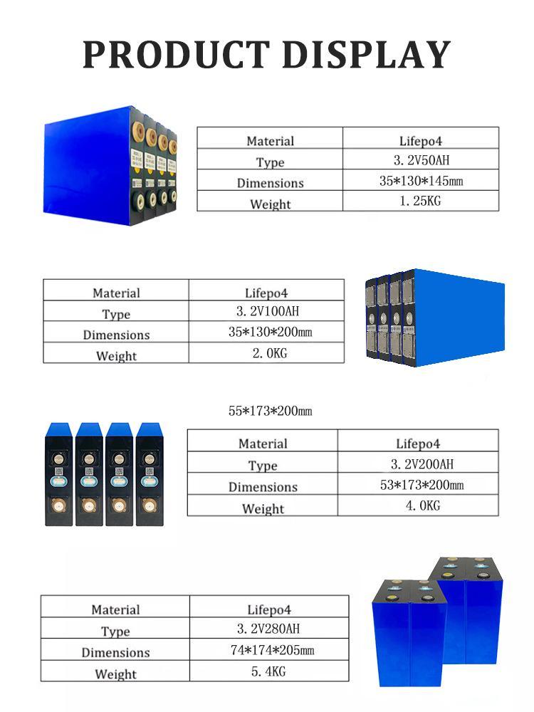 A级全新4PCS方形LiFePO4电池芯3.2V 50ah 200ah 280ah锂离子方形电池LiFePO4 100ah电池芯